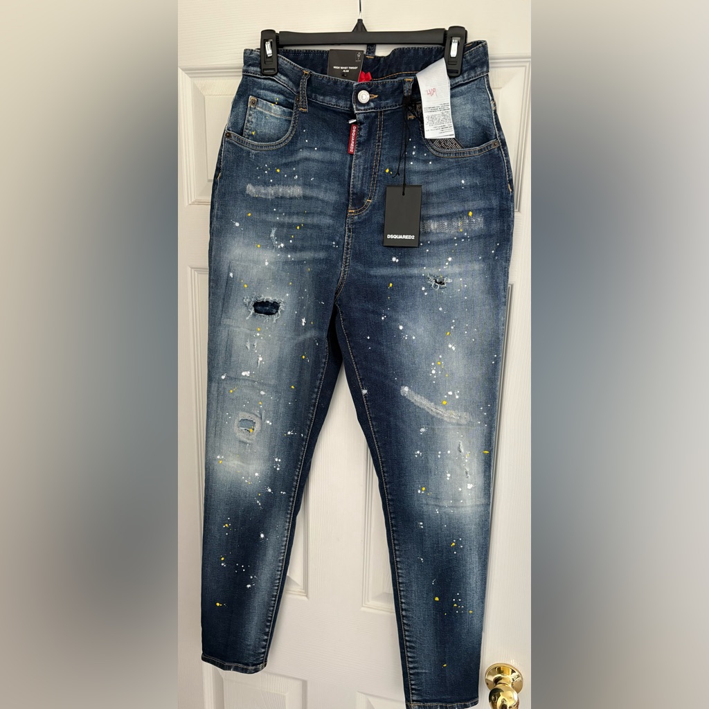 Dsquared 2 Honey High Rise Twiggy Italian Jeans. Size 12-14. 32 Waist